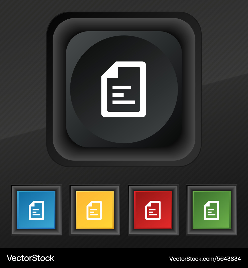 Text file icon symbol set of five colorful stylish vector image