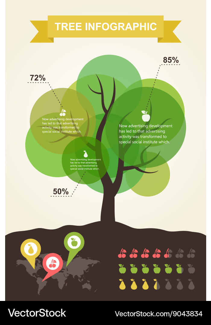 Tree Infographic Collection Royalty Free Vector Image