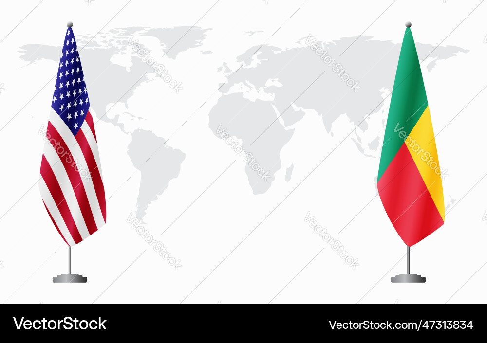 United states and benin flags for official meeting United states and benin flags for official meeting vector image