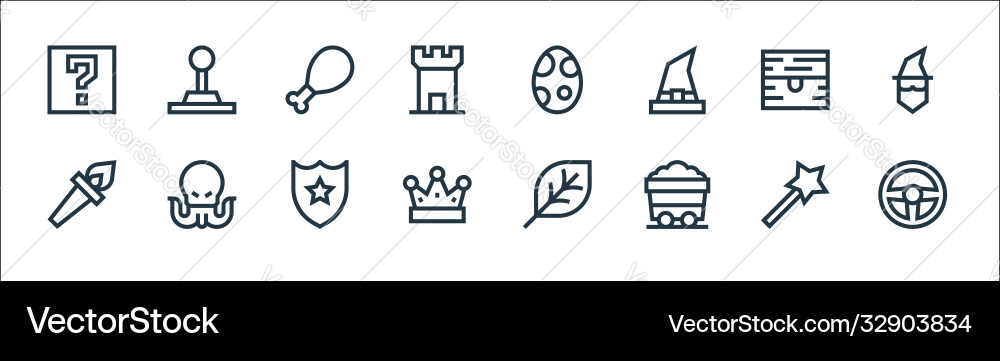 Video game elements line icons linear set quality Video game elements line icons linear set quality vector image