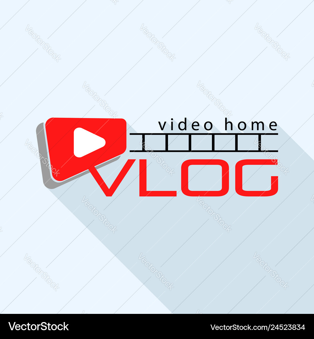 Video home vlog logo flach stil Video home vlog logo flach stil vektorbild