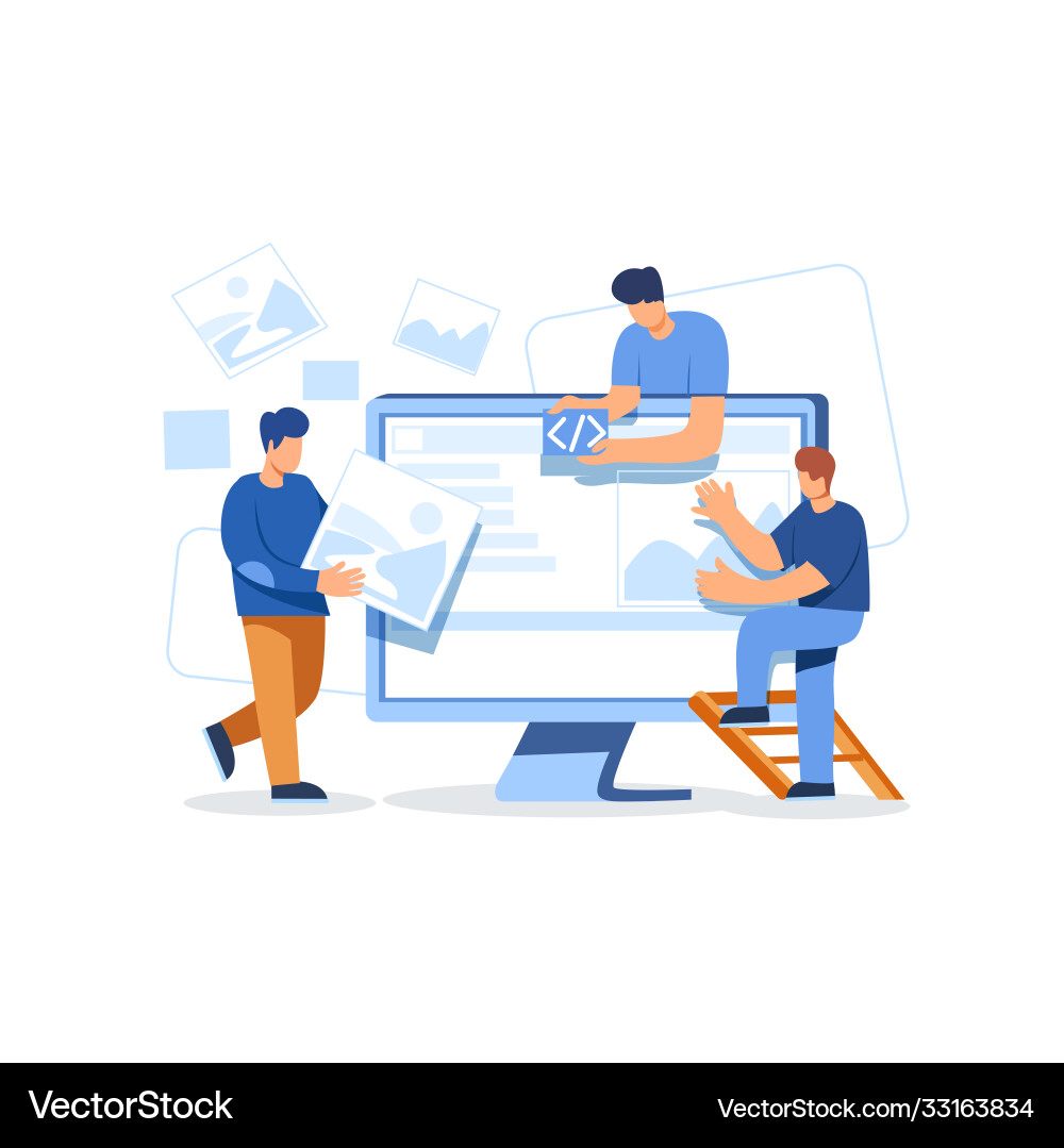Web page designer developing website layout Web page designer developing website layout vector image