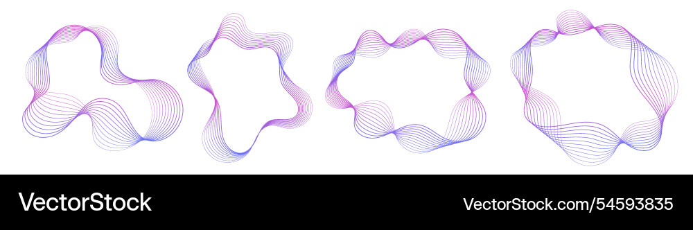 Abstract wavy frames set colorful flowing borders vector image