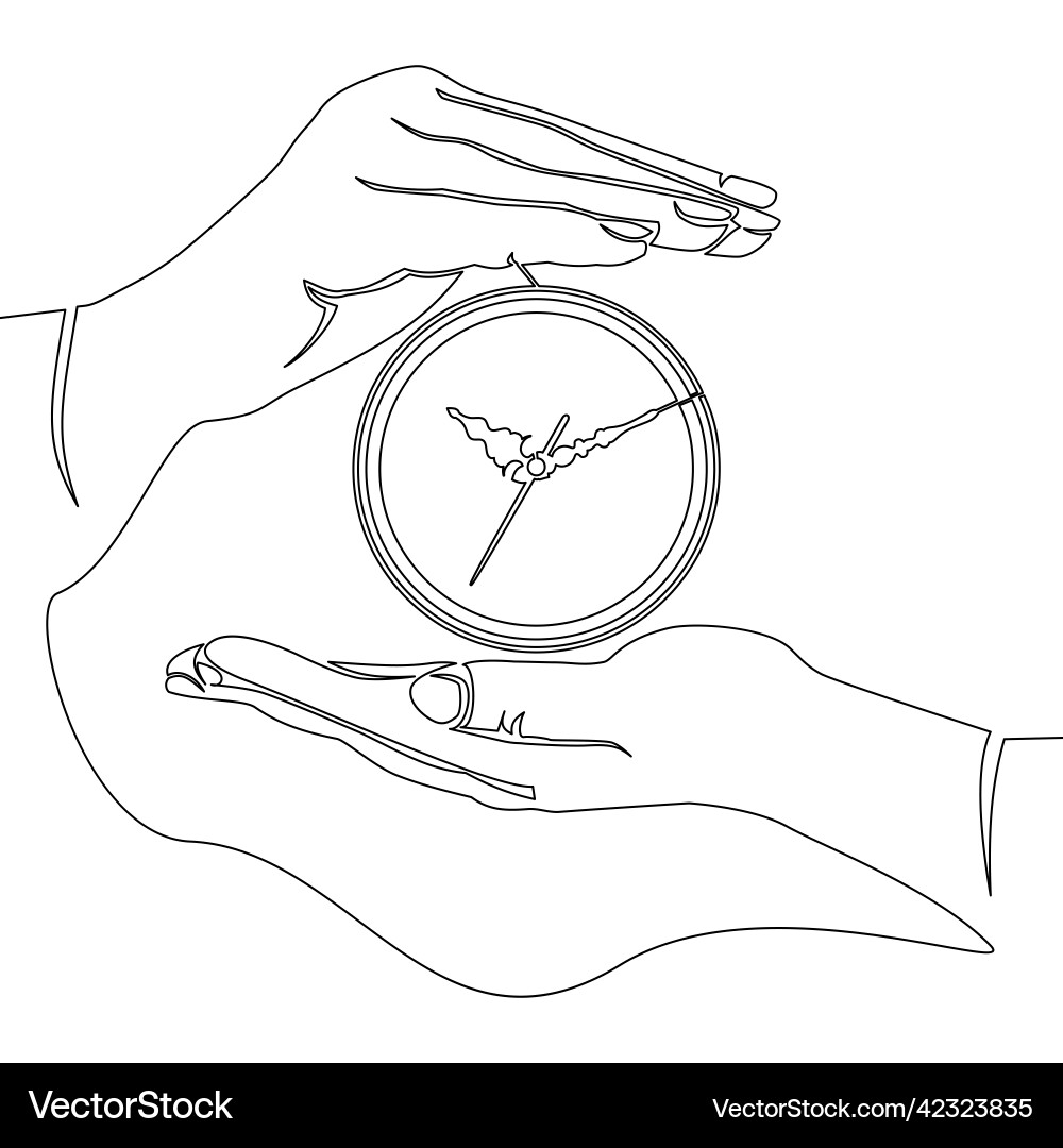 Continuous line drawing save time concept vector image