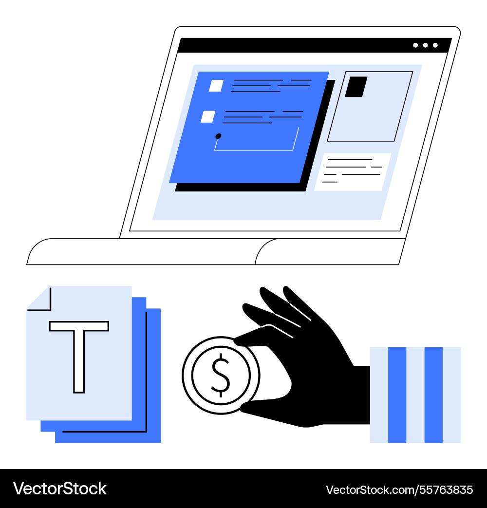 Digital content creation and monetization Digital content creation and monetization vector image