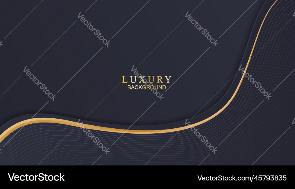 Elegant layered shape background with golden lines vector image