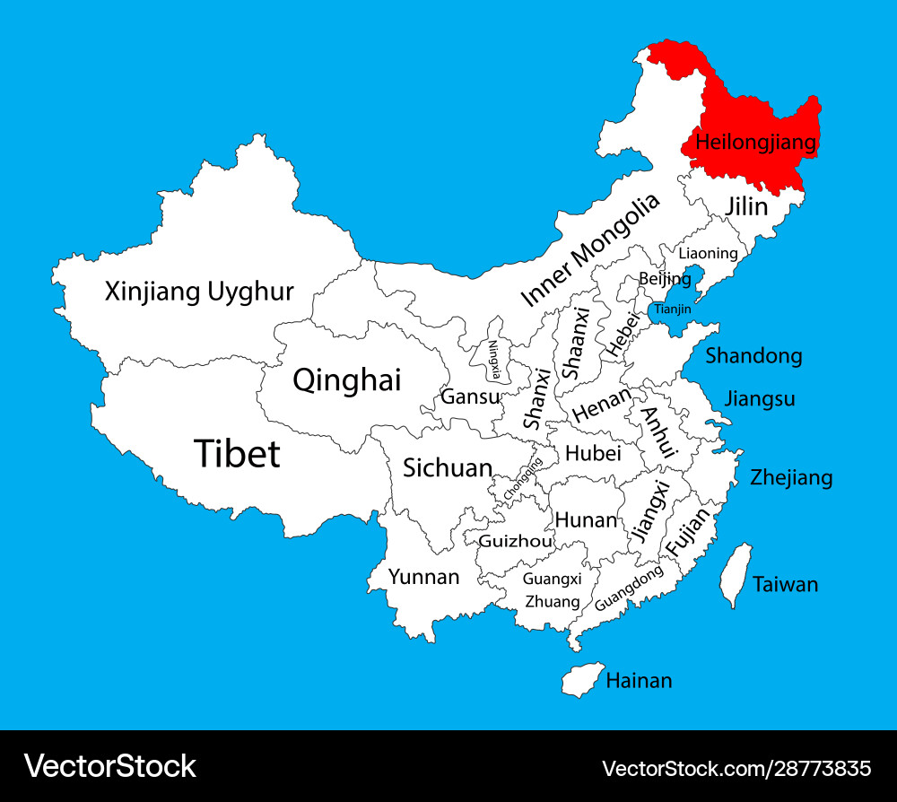 Heilongjiang province map china vector image