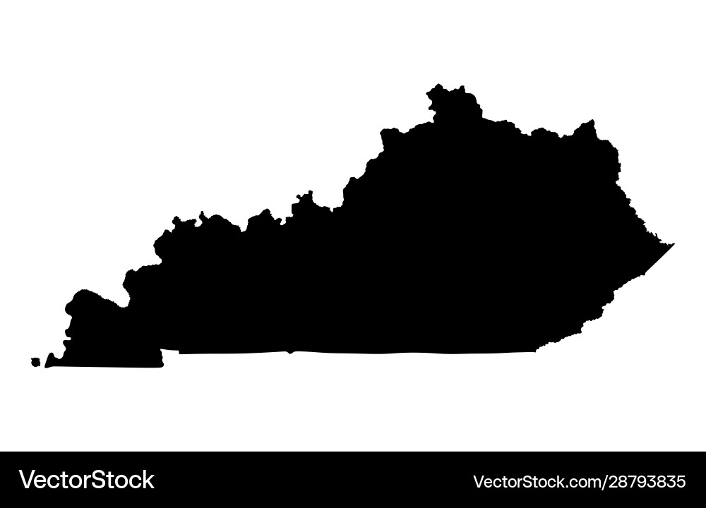 Kentucky map silhouette isolated on white Kentucky map silhouette isolated on white vector image