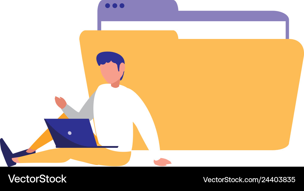 Man using folder document vector image