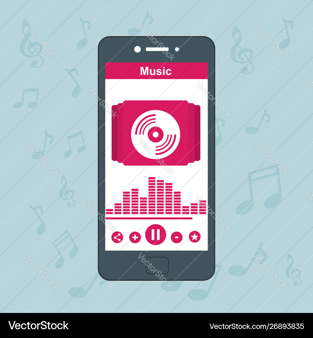 Media player application app template with flat Media player application app template with flat vector image
