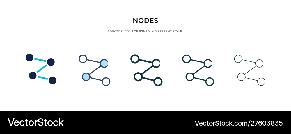 Nodes icon in different style two colored Nodes icon in different style two colored vector image