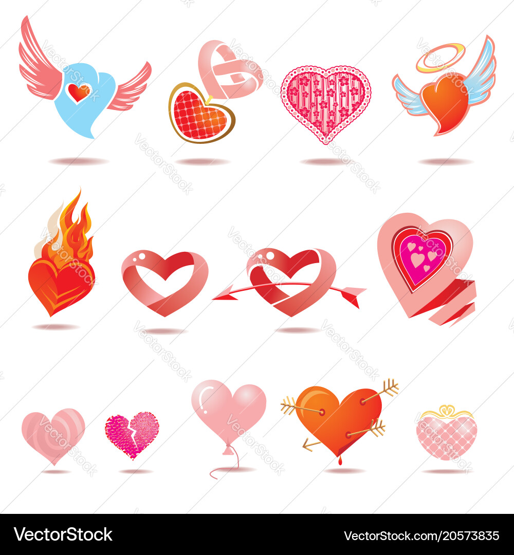 Romantic Heart Icons - Love Signs Collection vector image