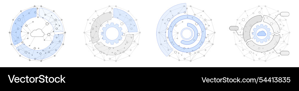 Set of connected web dots analytics and insights Set of connected web dots analytics and insights vector image