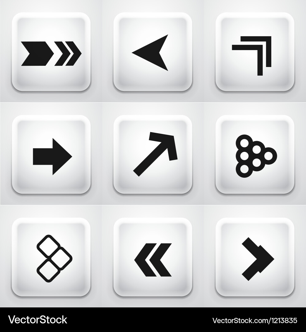 Set of square application buttons arrows vector image