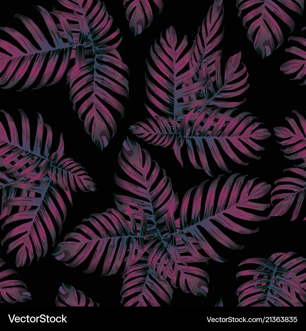 Tropical Palm Monstera Pattern Vector Image