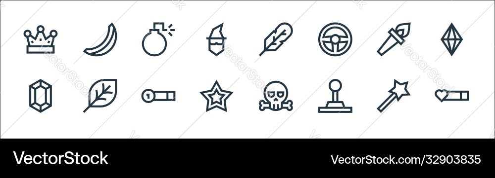Video game elements line icons linear set quality Video game elements line icons linear set quality vector image