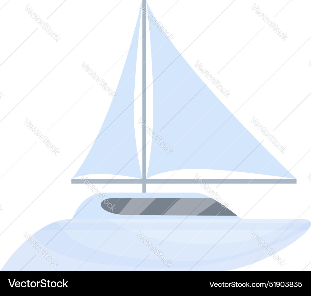 White sail boat sailing on water surface Vector Image