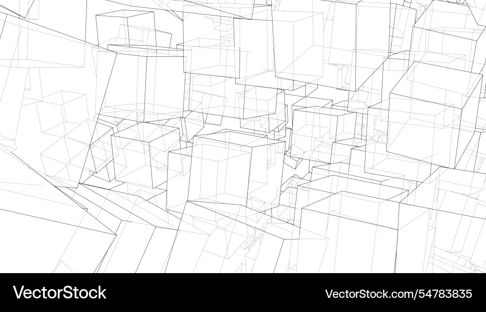 Wireframe boxes sketch style Wireframe boxes sketch style vector image