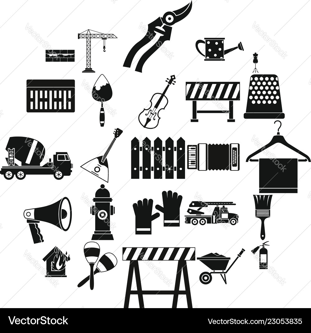 Working mechanism icons set simple style Working mechanism icons set simple style vector image
