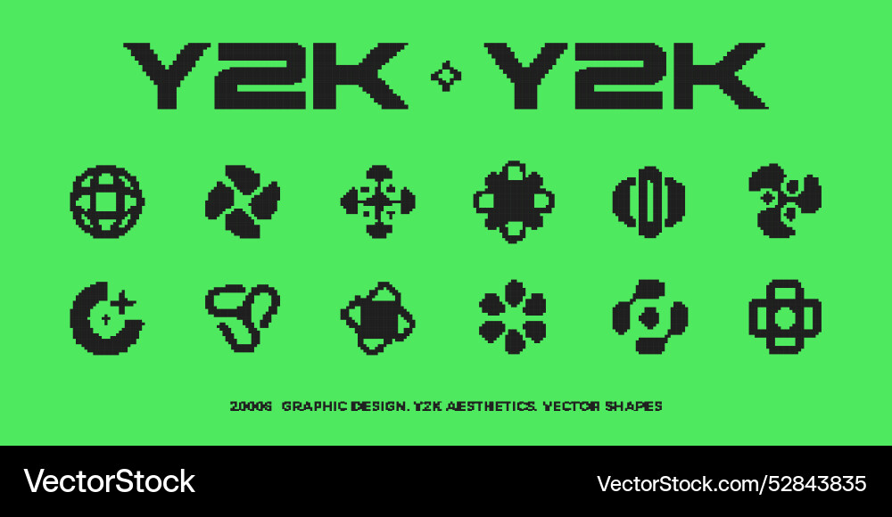 Y2k pixel style asset 8 bit abstract vector image