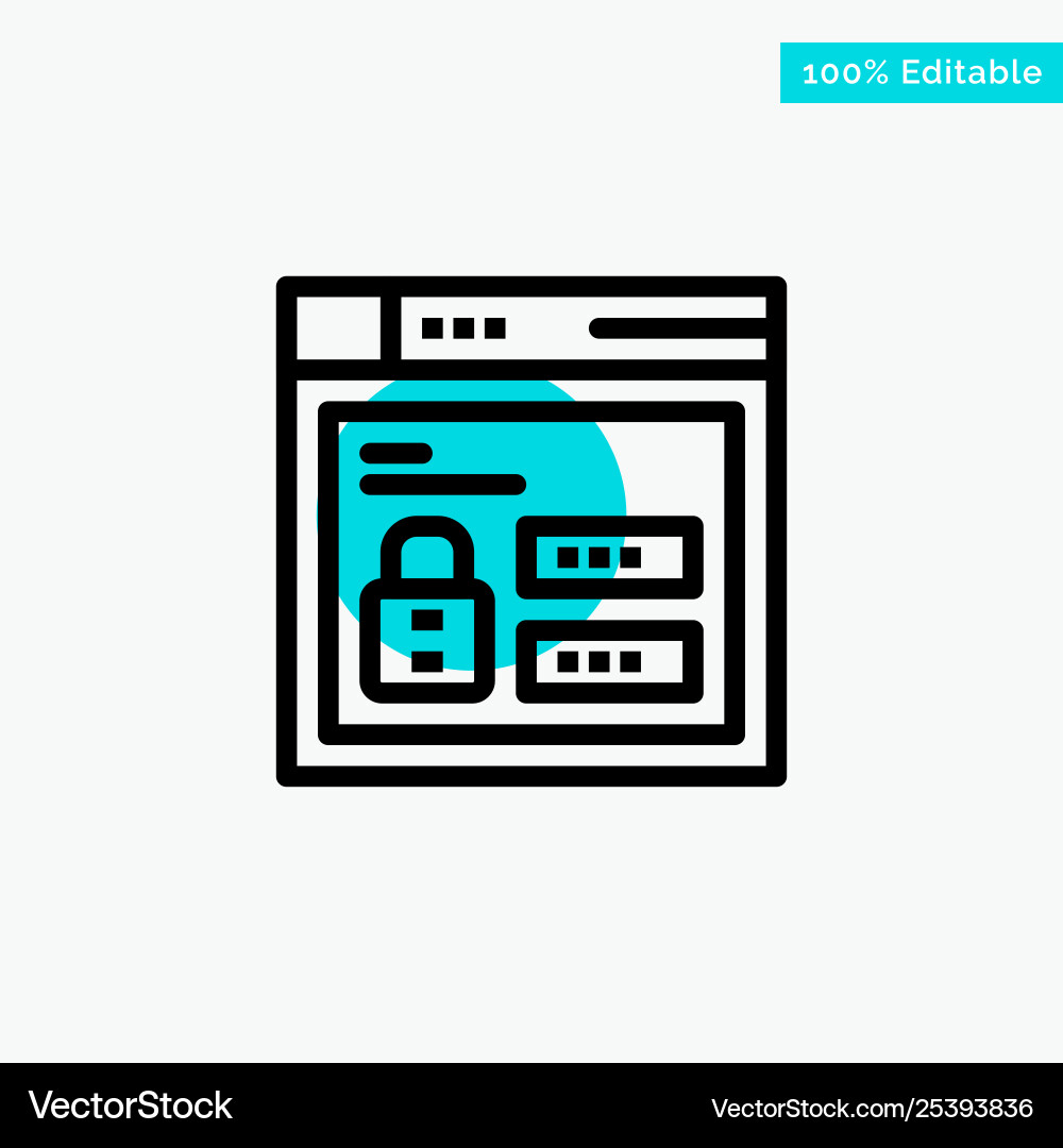 Browser web lock code turquoise highlight circle Browser web lock code turquoise highlight circle vector image