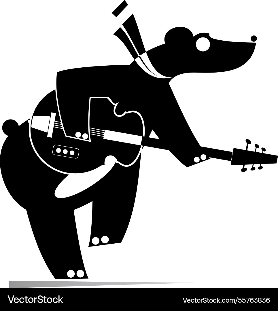 Cartoon cute bear playing music on guitar Cartoon cute bear playing music on guitar vector image