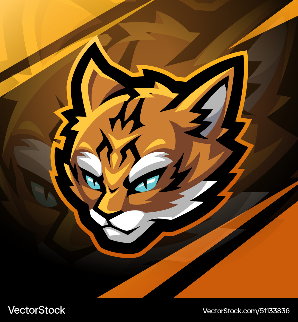 Cat head esport mascot logo design Royalty Free Vector Image