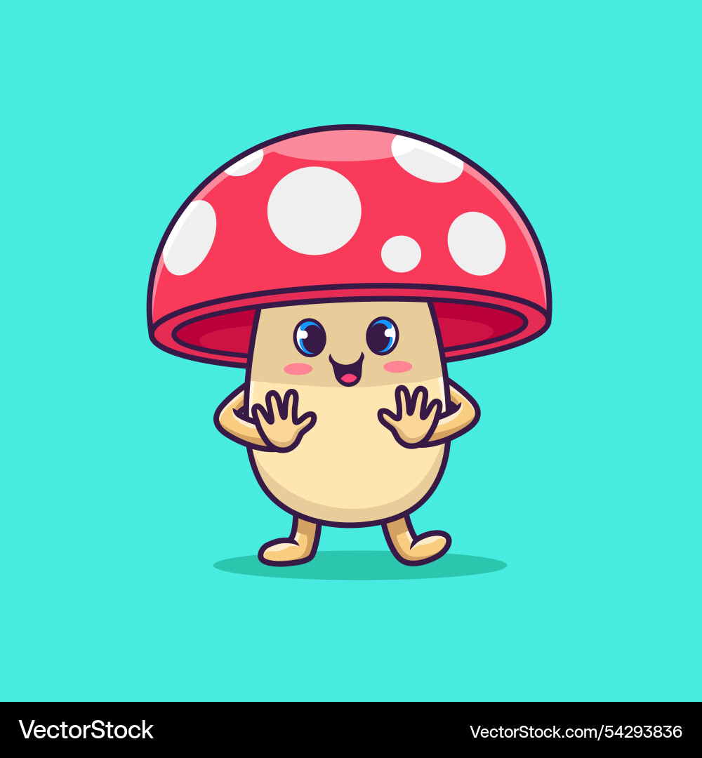 Süße Pilze Cartoon Lizenzfreies Vektorbild