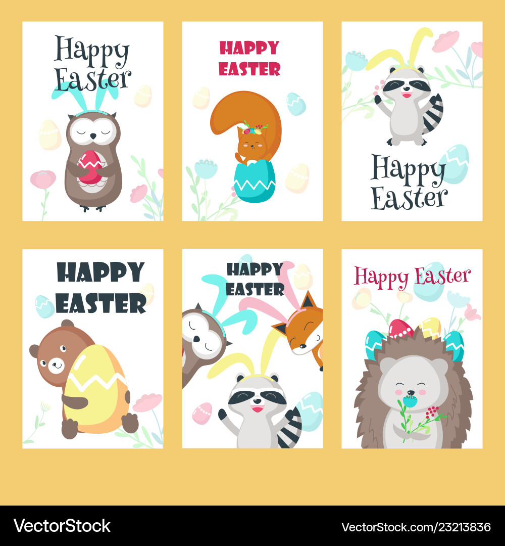 Easter Animal Greeting Cards vector image