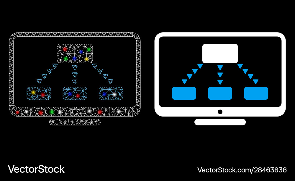 Flare mesh network hierarchy monitoring icon Flare mesh network hierarchy monitoring icon vector image