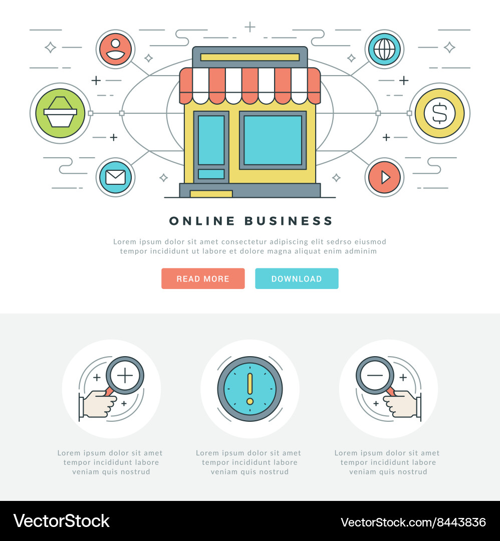 Flat line business concept web site header vector image