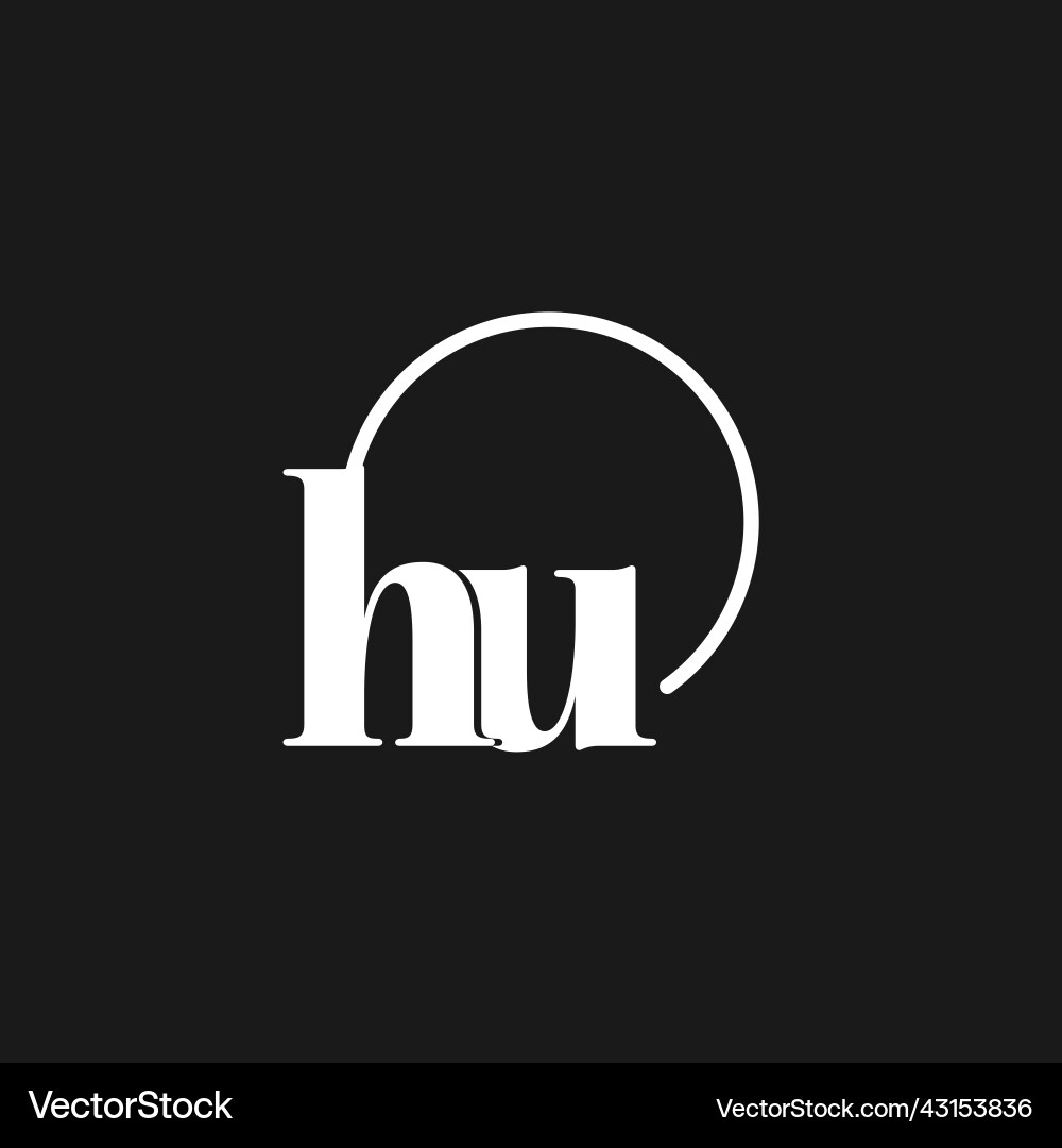 Hu logo initials monogram with circular lines Hu logo initials monogram with circular lines Vector Image