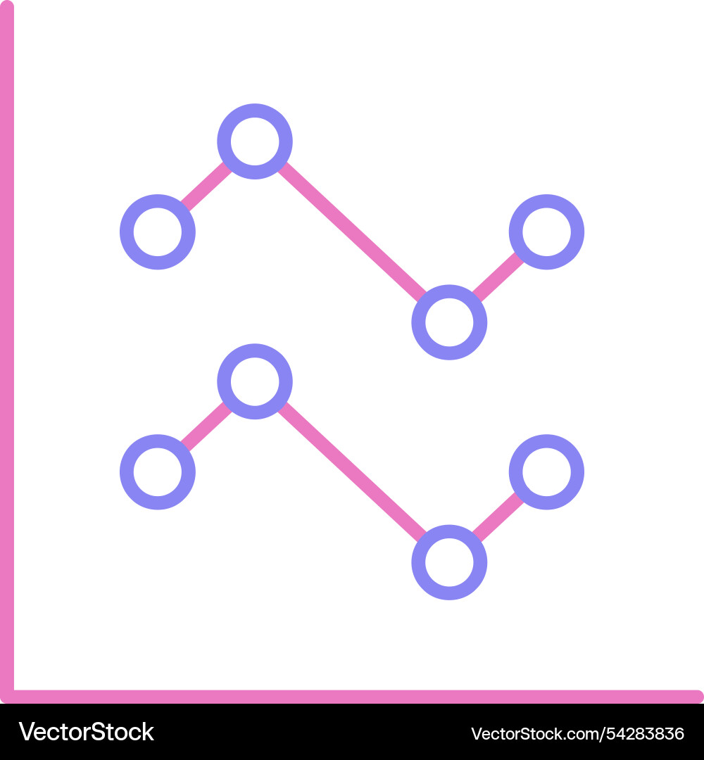 Line circle chart two colour icon Vector Image