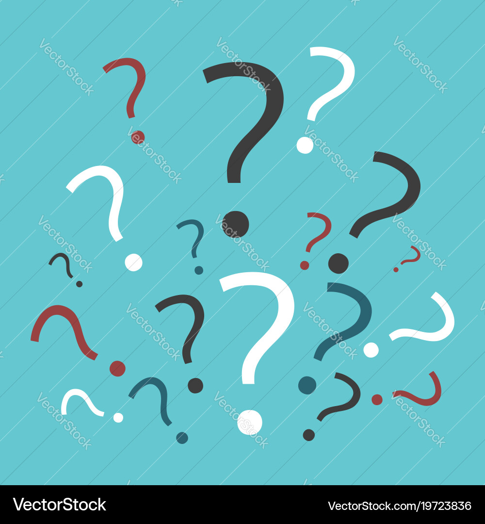 Many multicolor question marks vector image