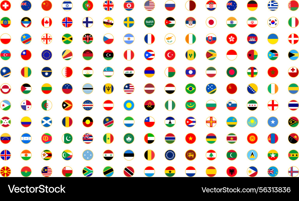 National flags in circle shape National flags in circle shape Vector Image