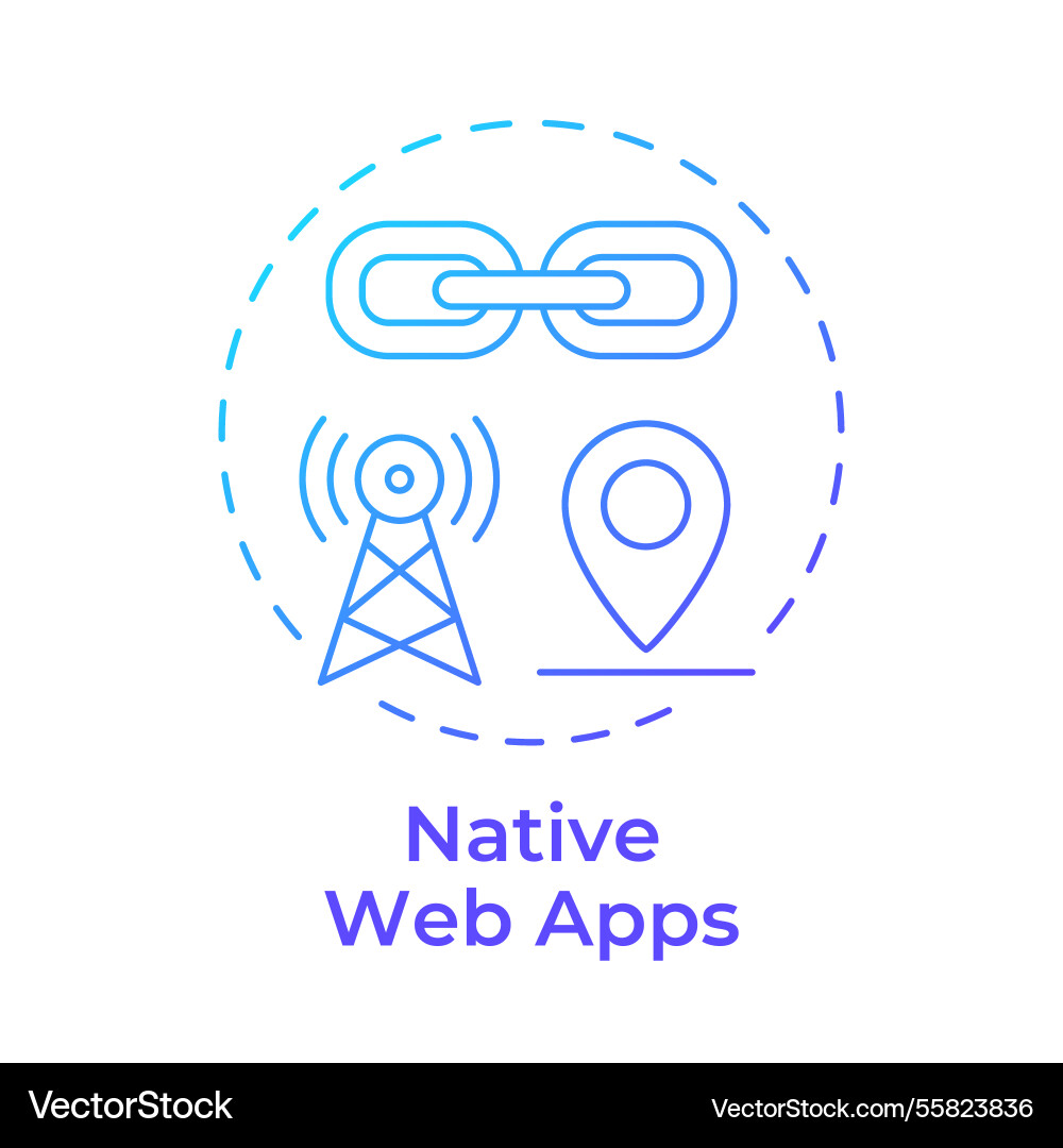 Native web apps blue gradient concept icon Native web apps blue gradient concept icon Vector Image