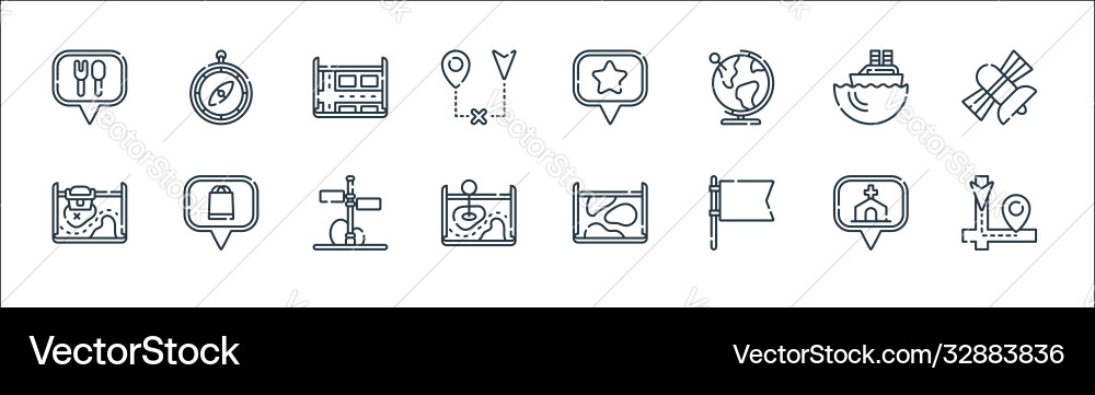 Navigation and maps line icons linear set quality Vector Image