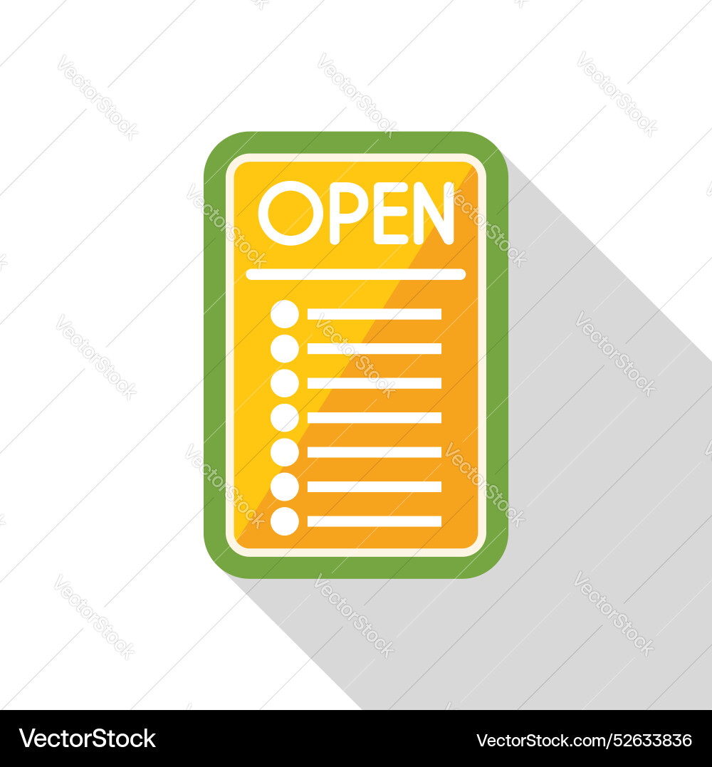 Open sign with blank list for menu outside Open sign with blank list for menu outside vector image