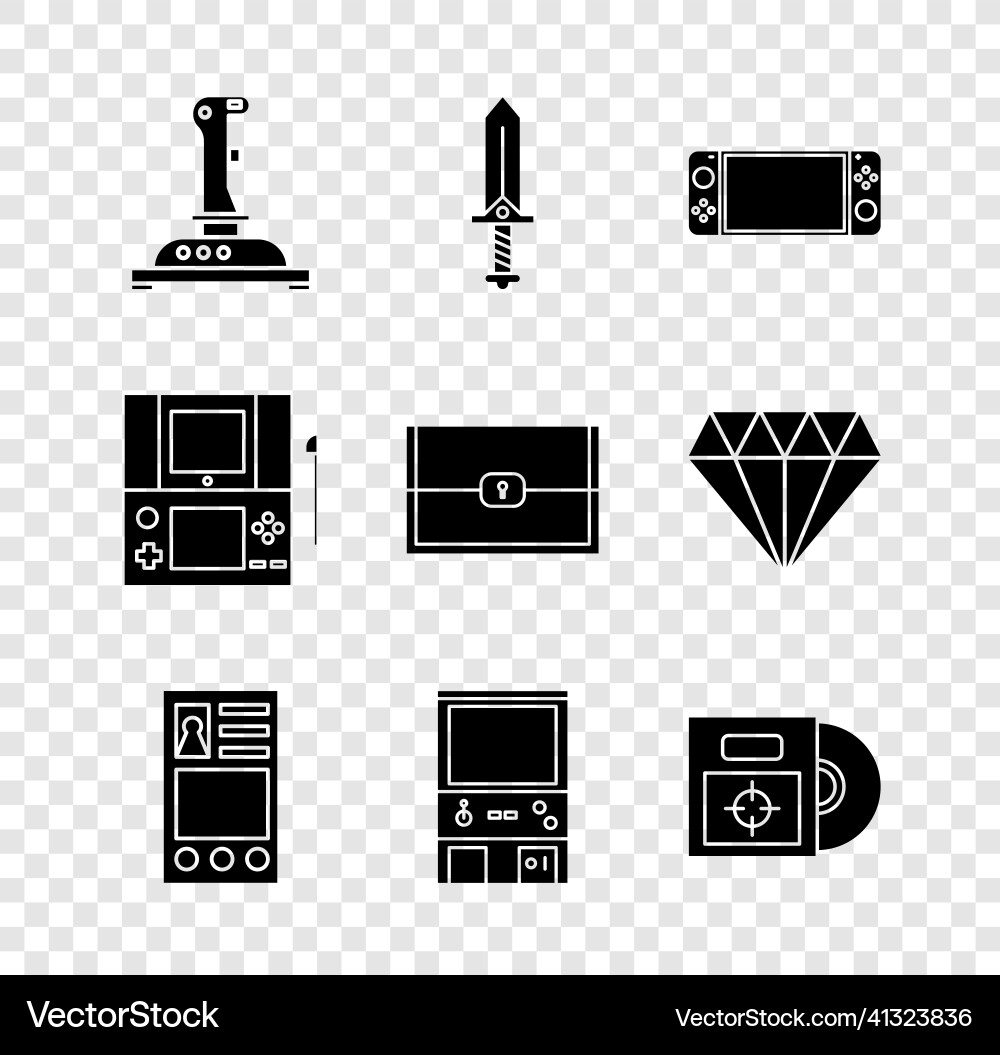 Set joystick for arcade machine sword game Set joystick for arcade machine sword game vector image