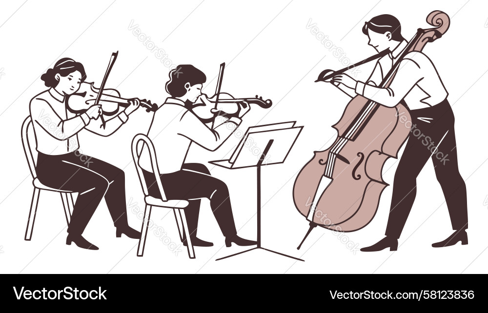 String Quartet Performance Vector Image