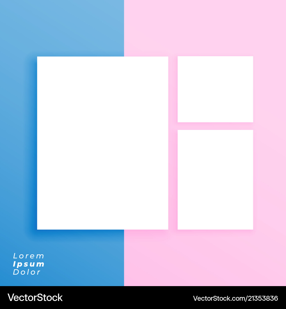 Three empty frames or card on pastel background vector image