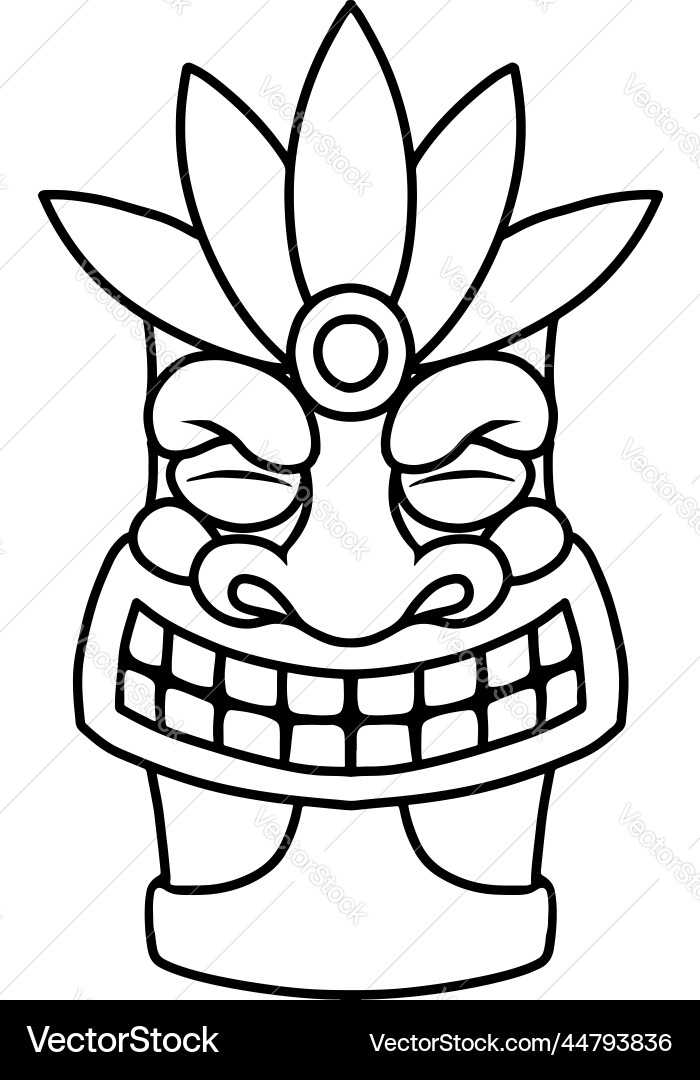 Tiki idol in monochrome style design element vector image