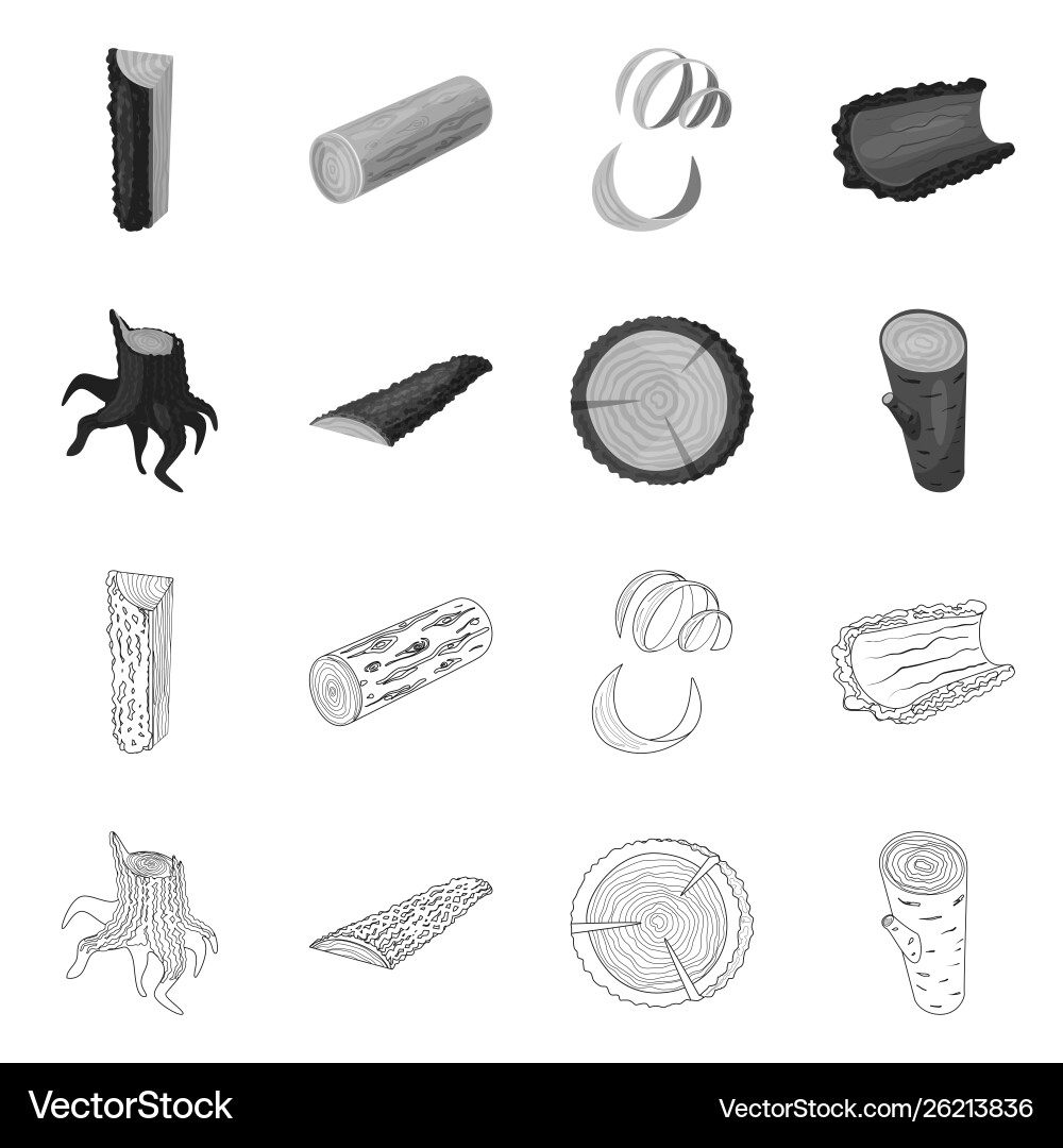 Tree and raw symbol set Tree and raw symbol set vector image