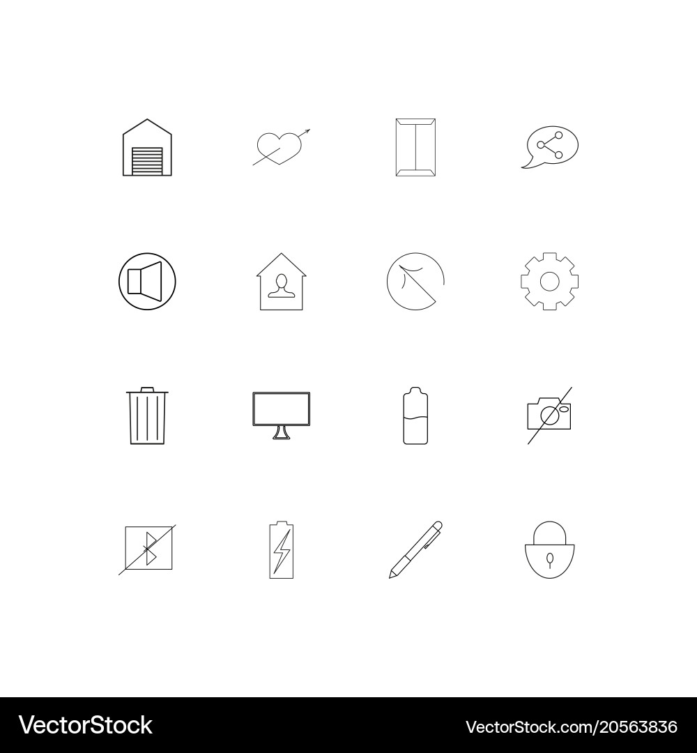 User interface simple linear icons set outlined Vector Image