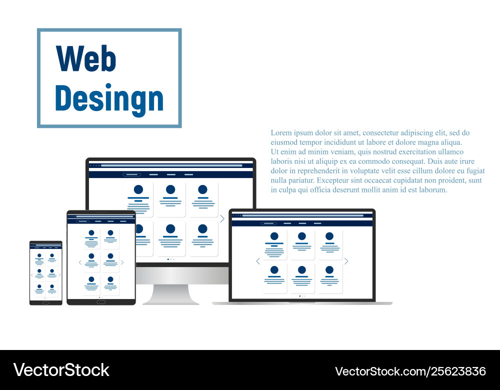 Web design website template for monitor laptop Web design website template for monitor laptop vector image