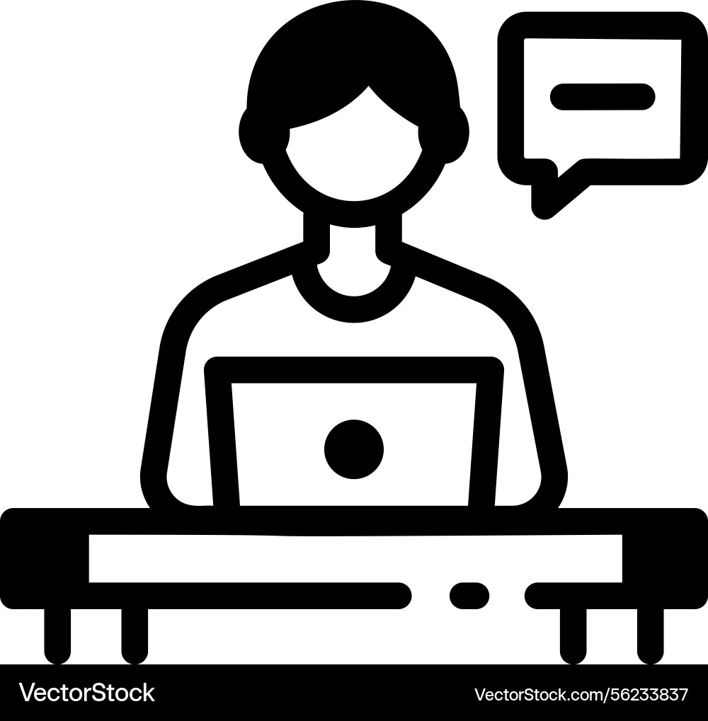 A character doing distance learning line icon vector image