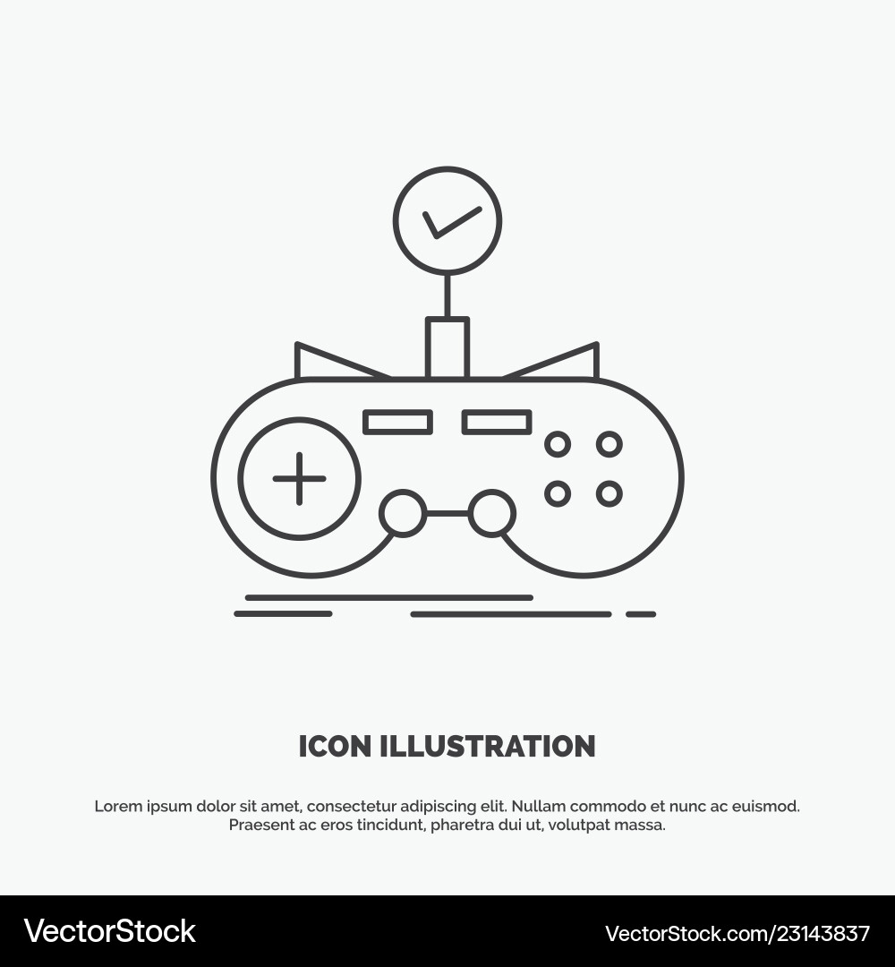 Check controller game gamepad gaming icon line Check controller game gamepad gaming icon line vector image