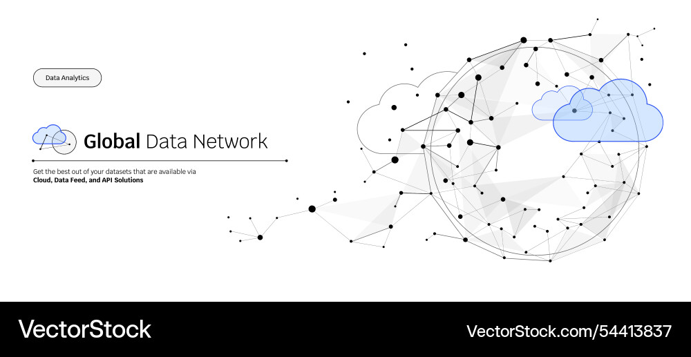 Cloud global data network connection banner Cloud global data network connection banner vector image
