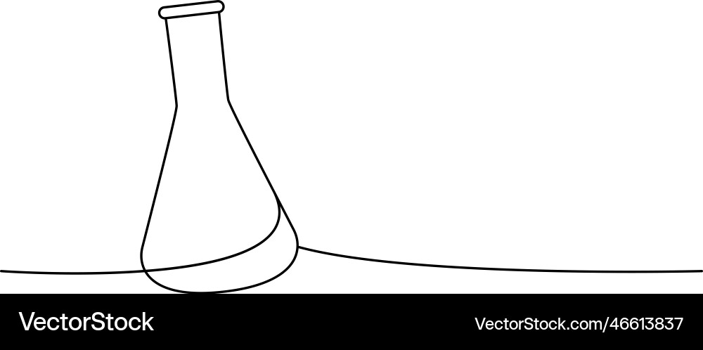Conical flask one line continuous drawing Conical flask one line continuous drawing Vector Image