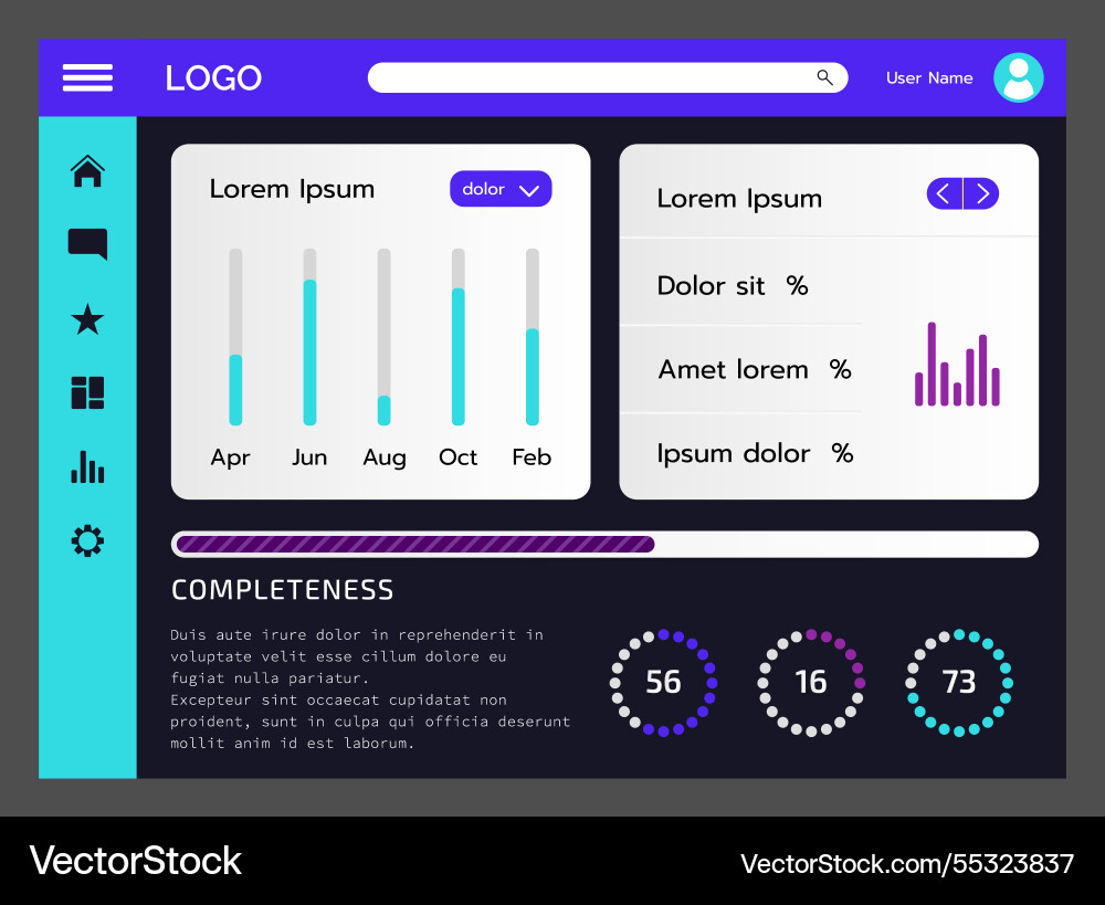 Dashboard ui computer screen interface Dashboard ui computer screen interface vector image